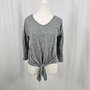 Green Envelope - Size: S - Cozy Knit Top with Tie Front